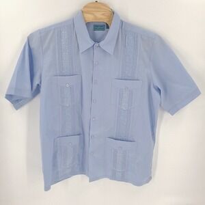 Tropicool Shirt Mens Extra Large Tall Blue Embroidered Polyester Cotton Casual